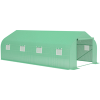 Outsunny Serre de Jardin Tunnel 18 m² 6 x 3 x 2 m Acier Galvanisé Renforcé Dia. 1,8 cm PE Haute Densité 140 g/m² 8 Fenêtres Vert