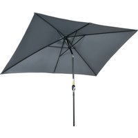 3x2m Patio Parasol Garden Umbrellas Canopy Aluminum Tilt Crank Rectangular Sun Shade Steel Dark Grey Aosom UK
