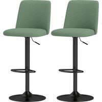 HOMCOM Lot de 2 tabourets de bar pivotants rembourrés à hauteur réglable avec dossier et repose-pieds, vert