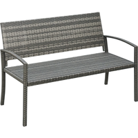 Outsunny Patio Rattan 2 Seater Garden Bench Wicker Weave Love Seater Armchair Furniture Outdoor Garden Conservatory Chair Grey