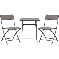 Outsunny Mobili da Giardino in Rattan Set 1 Tavolino e 2 Sedie da Giardino Pieghevoli 3pz Nero Aosom