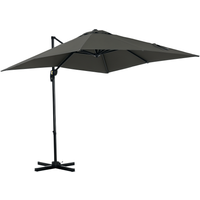 2.5 x 2.5m Patio Offset Parasol Cantilever Umbrella Sun Shade Canopy Shelter 360° Rotation Crank Handle Cross Base