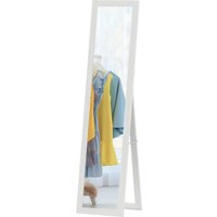 HOMCOM Miroir sur pied mural ou à poser rectangulaire avec cadre en bois pour salon chambre à coucher 37 x 155 cm blanc