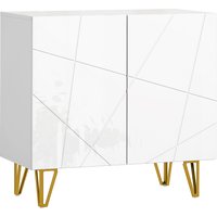 HOMCOM Modern Luxe High Gloss Sideboard, with Hairpin Legs - White