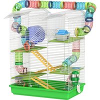 PawHut Cage pour hamster souris petit animaux rongeur avec tunnel mangeoire roue jouet 47 x 30 x 59 cm vert