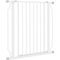 PawHut Barrière de sécurité barrière pour animal domestique longueur réglable dim. 75-85L x 76H cm blanc