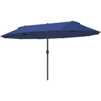 Outsunny Parasol de jardin double rectangulaire 4,6L x 2,7l x 2,4H m avec ouverture fermeture manivelle, toile 180 g/m², bleu