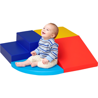 HOMCOM 4 Blocs de Construction XL Jouets éducatifs - parcours motricité enfant Obstable Mousse EPE revêtement PU Bleu Rouge Jaune