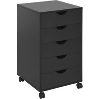 HOMCOM 5 Drawer Mobile Filing Cabinet, Vertical File Cabinet, Modern Rolling Printer Stand for Home Office, Black