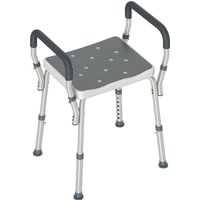 HOMCOM Portable Shower Stool, Non-Slip Shower Chair with Adjustable Height, Rust-Free Aluminium Bath Chair, Grey Aosom UK