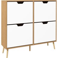 HOMCOM Shoe Cabinet with 4 Flip Drawers Footwear Organiser for 16 Pairs SpaceSaving Design Natural Aosom UK