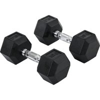 HOMCOM Hex Dumbbells Set Rubber Dumbbells Weight Lifting Equipment Fitness Home Gym Aosom UK