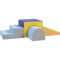 Soft Play Equipment PU Cover 4 piece Soft Play Set w Steps Tunnel Ramp EN71 1 2 3 Standard Toddlers 1 4 Years Aosom UK