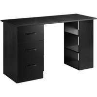HOMCOM Bureau Informatique Meuble de Bureau 3 tiroirs coulissants + 3 étagères Grand Plateau 12