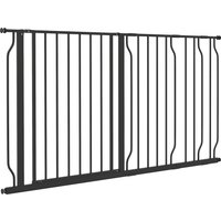 PawHut Barrière de sécurité barrière pour animal domestique longueur réglable dim. 145L x 76H cm noir