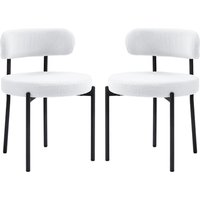 HOMCOM Ensemble de 2 chaises de salle à manger, Rembourrage en polaire, Chaises avec siège rembourré, Pieds en métal, Crème
