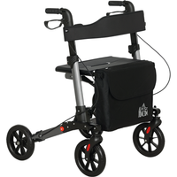 HOMCOM Deambulatore Pieghevole in Allumino ad Altezza Regolabile con Borsa, 67x65x79.5-94 cm, Nero e Argento