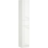 kleankin Luxury Tall Bathroom Cabinet with, High Gloss Bathroom Cabinet with Push-to-Open Door for Minimalist Style, White Aosom UK