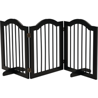 PawHut Barrière Modulable Pliante MDF Massif Noir pour Animaux de Compagnie 154,5x61cm Aosom France