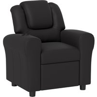 HOMCOM Kids Armchair, Kids Recliner Chair, PU Leather Kids Chair with Adjustable Backrest & Footrest, Padded Headrest, Black Aosom UK