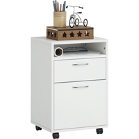 HOMCOM Caisson Bureau Mobile Blanc avec Niche Tiroir Placard sur Roulettes 40x35x60cm pour Organisation Optimale Aosom France