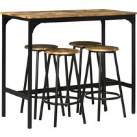 HOMCOM Five-Piece Industrial-Style Bar Table Set - Brown/Black | Aosom Ireland