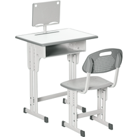 HOMCOM Bureau et chaise pour enfant avec support de lecture casier crochet et porte stylo 60 x 45x 90-102 cm gris