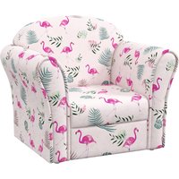 AIYAPLAY Kids Armchair with Flamingo Design, Wooden Frame, for Bedroom, Playroom, Kids Room, Pink Aosom UK