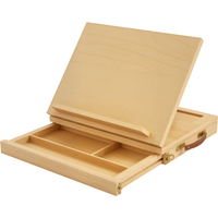Vinsetto Cavalletto da tavolo per Pittura Pieghevole con Angolazione Regolabile e Cassetto con tre ripiani divisi,in Faggio, 33.5x26x26cm Aosom Italy
