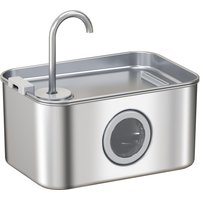 PawHut 3.2L Cat Water Fountain for Drinking, Cat Fountain Stainless Steel with Visible Water-Level Window, Ultra-Silent Pump