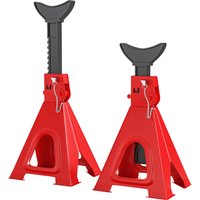 HOMCOM Lot de 2 chandelles voiture chandelles de levage capacité 6 tonnes hauteur réglable 375-592mm goupille de sécurité rouge