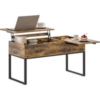 HOMCOM Table Basse Relevable avec Dessus Coulissant Fermeture Douce Espace Caché de Rangement 100x45x67 cm Marron Rustique
