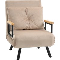 4-in-1 Velvet-Feel Single Chair Bed, with Throw Pillow - Beige | Aosom Ireland