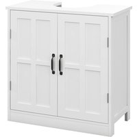 Aosom kleankin Meuble sous lavabo salle de bain meuble sous vasque avec double porte et étagère réglable 60x30x60cm blanc