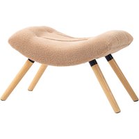 HOMCOM Tabouret moderne avec revêtement en polaire et pieds en bois, rembourré, pour salon, chambre à coucher, couloir, Marron