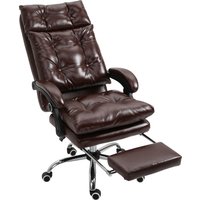 Vinsetto Fauteuil de bureau chaise de bureau ergonomique avec hauteur réglable dossier inclinable repose-pied rétractable marron