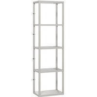 HOMCOM LED Floor Lamp with Glass Shelves, 4 Layers Dimmable Tall Standing Lamp, Modern Column Shelf Floor Light for Living Room, Bedroom, Office, Grey