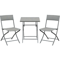 Outsunny Ensemble Meubles de Jardin salon de jardin 2 places Table carré et chaises Pliables résine tressée Imitation rotin gris Aosom France