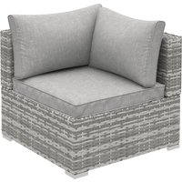 Outsunny PE Rattan Wicker Corner Sofa Garden Furniture Single Sofa Chair w/ Cushions, Grey|Aosom Ireland