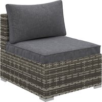 Outdoor Garden Furniture Rattan Single Middle Sofa Cushions Backyard Porch Garden Poolside Deep