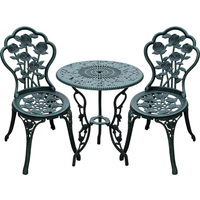 Outsunny Ensemble salon de jardin 2 places 2 chaises + table ronde avec trou pour parasol style rétro fonte d'aluminium 60 x 60 x 69 cm bronze