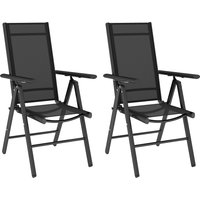 Set 2 Folding Chair Aluminium Frame Outdoor Camping Chairs Breathable Mesh Back Seat Armrests Patio Deck Balcony