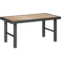 Metal Garden Coffee Table Outdoor Side Table SPC Woodgrain Tabletop Outside Garden Balcony Porch 100 x 53 x 46cm Wood Effect