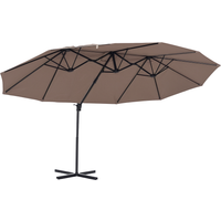 Outsunny Parasol déporté grande taille XXL inclinable avec pied en croix dim. 4,4L x 2,7l x 2,5H m piètement en acier inclus polyester marron