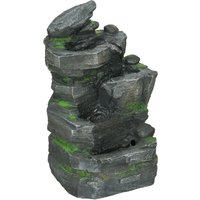 Outsunny Garden Water Feature with LED Lights - Dark Grey