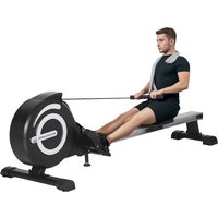 HOMCOM Rameur d'appartement appareil de fitness et musculation magnétique pliable écran LCD 8 niveaux glissière silencieux en aluminium noir