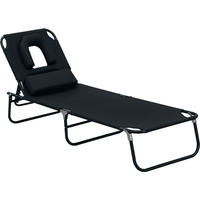 HOMCOM Transat bain de soleil chaise longue de jardin pliant avec dossier réglable multiposition dim. 190L x 56I x 28H cm