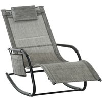 Breathable Mesh Rocking Chair Patio Rocker Lounge Indoor & Outdoor Recliner Seat w Removable Headrest Garden Dark Grey Aosom UK