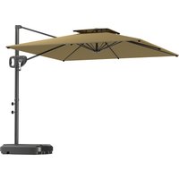 Cantilever Parasol Weighted Base Double Top Garden Parasol Square Hanging Patio Umbrella Crank Tilt