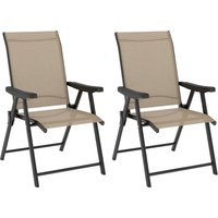Aosom Enjoy 21% Discount on Outsunny Pair of Folding Outdoor Chairs BrownBlack